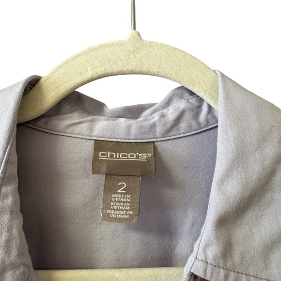 Chico's Button Up Long Line Tunic Blouse Top Size Lg (2) Lilac Purple Office - Picture 8 of 10